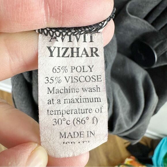 Avivit Yizhar‎ Longsleeve Gray/Black Dress with  Button Gathered Pockets Detail - Picture 9 of 11